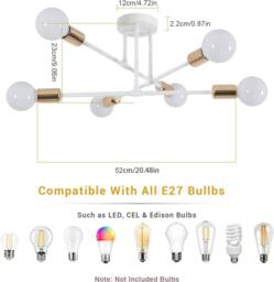 Pheashine White Gold 52cm 6-Light Molecular Chandelier Aluminum E27 Contemporary - thumbnail 2