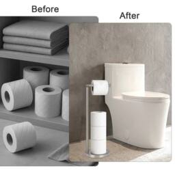 Kelvenix Freestanding Bathroom Tissue Paper Holder Stand in Silver - thumbnail 7