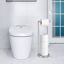 Kelvenix Freestanding Bathroom Tissue Paper Holder Stand in Silver - thumbnail 3