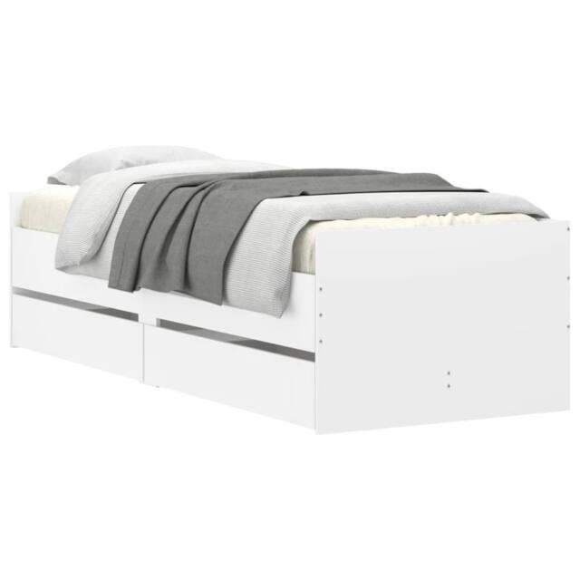 Berkfield Home Modern Bed Frame with Drawers without Mattress White 90x190 cm Single - image 1