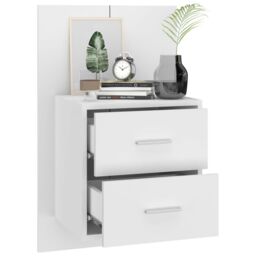 Berkfield Home Wall-mounted Bedside Cabinet High Gloss White - thumbnail 4