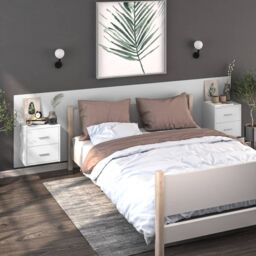 Berkfield Home Wall-mounted Bedside Cabinet High Gloss White - thumbnail 3