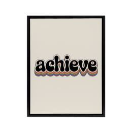 "Artery8 Achieve Colourful Retro Rainbow Font Typography Framed Canvas Art in Beige - Size: W12"" x H16""" - thumbnail 1