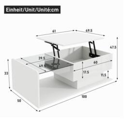 BTM Oval Coffee Table with Sliding Doors Storage Shelf in White - thumbnail 5
