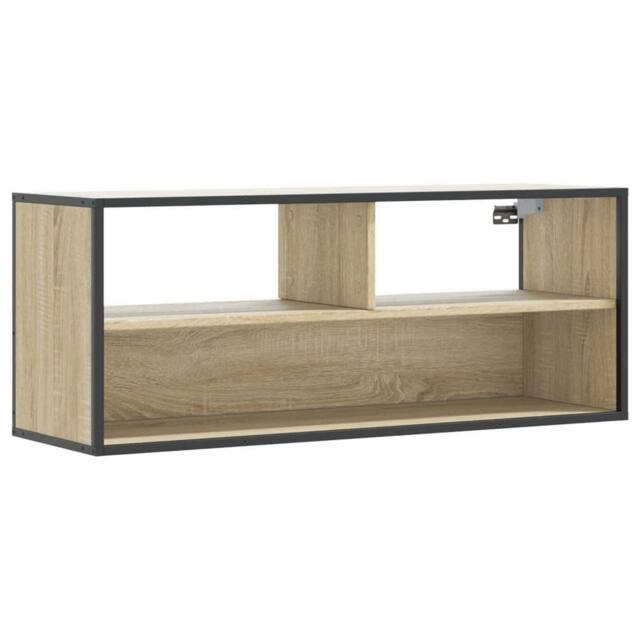 Berkfield Home TV Cabinet Sonoma Oak 100x31x39.5 cm Engineered Wood & Metal in Light Tan - image 1