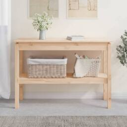 Berkfield Home Beautiful Console Table 110x40x75 cm Solid Wood Pine in Light Tan - Size: 110 x 40 x 75 cm - thumbnail 2