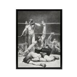"Artery8 George Bellows Counted Out First Stone Boxing Framed Canvas Art Print in Grey - Size: W12"" x H16""" - thumbnail 1