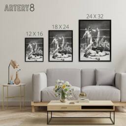 "Artery8 George Bellows Counted Out First Stone Boxing Framed Canvas Art Print in Grey - Size: W12"" x H16""" - thumbnail 4