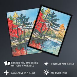 "Artery8 Lake Forest Colourful Trees Japanese Woodblock Framed Wall Art - Size: W12"" x H16""" - thumbnail 2
