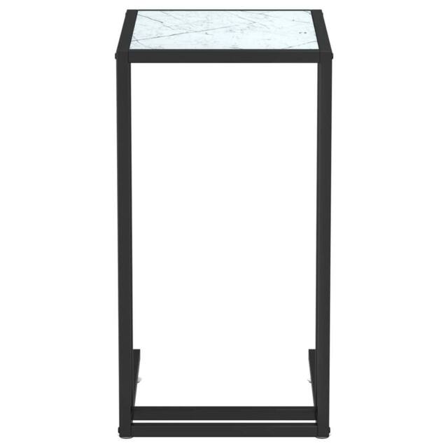 Berkfield Home Stylish Computer Side Table White Marble 50x35x65 cm Tempered Glass - Size: 50 x 35 x 65 cm - image 1