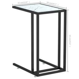 Berkfield Home Stylish Computer Side Table White Marble 50x35x65 cm Tempered Glass - Size: 50 x 35 x 65 cm - thumbnail 7
