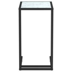 Berkfield Home Stylish Computer Side Table White Marble 50x35x65 cm Tempered Glass - Size: 50 x 35 x 65 cm - thumbnail 1