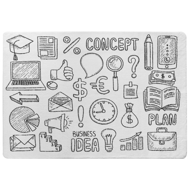 Benjamin Tate Design Business Doodles Rug in Natural - Size: Large - image 1