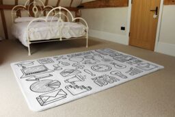 Benjamin Tate Design Business Doodles Rug in Natural - Size: Large - thumbnail 3
