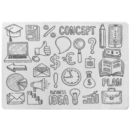 Benjamin Tate Design Business Doodles Rug in Natural - Size: Large - thumbnail 1