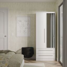 Ready Assembled 2 U Carlton 2 Door 2 Drawer Mirrored Robe (Ready Assembled) in White - Size: Large - thumbnail 1