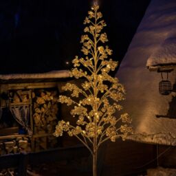 Pegdev Outdoor LED Christmas Tree 210cm 1200 Warm White Lights Gold Balls - Size: 7ft - thumbnail 3