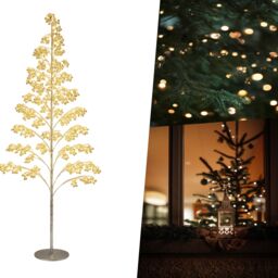 Pegdev Outdoor LED Christmas Tree 210cm 1200 Warm White Lights Gold Balls - Size: 7ft - thumbnail 5
