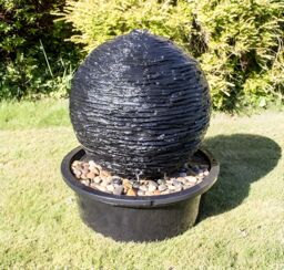 Primrose Torver Slate Effect Sphere Water Feature Lights Self Contained 56cm in Grey - thumbnail 1