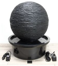 Primrose Torver Slate Effect Sphere Water Feature Lights Self Contained 56cm in Grey - thumbnail 6