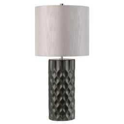 Loops Table Lamp Steel Shade Polished Nickel Finial Graphite Finish LED E27 60W Bulb in Metallics - thumbnail 2