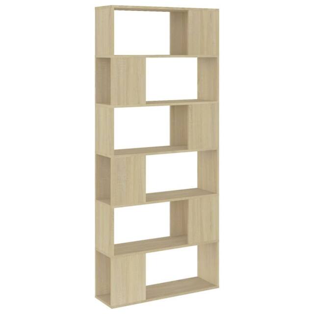 Berkfield Home Book Cabinet Room Divider Sonoma Oak 80x24x186 cm Engineered Wood in Light Oak - Size: 80 x 24 x 186 cm - image 1