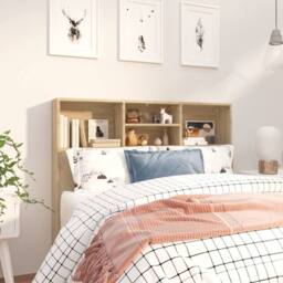 Berkfield Home Headboard Cabinet Sonoma Oak 120x19x103.5 cm in Light Oak - thumbnail 2