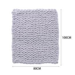Living and Home Chunky Knit Throw Blanket 80x100cm in Light Grey - Size: 80x100 cm - thumbnail 6