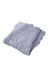 Living and Home Chunky Knit Throw Blanket 80x100cm in Light Grey - Size: 80x100 cm - thumbnail 5