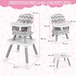 Gymax 6-in-1 Baby Highchair Convertible Feeding Chair With Removable Tray - thumbnail 3