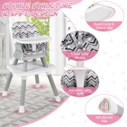 Gymax 6-in-1 Baby Highchair Convertible Feeding Chair With Removable Tray - thumbnail 6