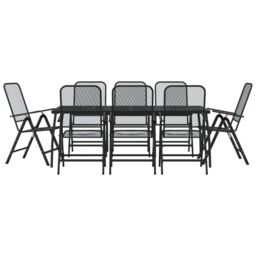 Berkfield Home 9 Piece Garden Dining Set Anthracite Metal Mesh in Black - thumbnail 2