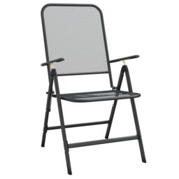 Berkfield Home 9 Piece Garden Dining Set Anthracite Metal Mesh in Black - thumbnail 4