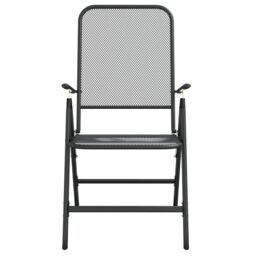 Berkfield Home 9 Piece Garden Dining Set Anthracite Metal Mesh in Black - thumbnail 5