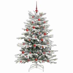 Berkfield Home Artificial Hinged Christmas Tree White 150 cm PE & PVC - thumbnail 3