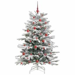 Berkfield Home Artificial Hinged Christmas Tree White 150 cm PE & PVC - thumbnail 4