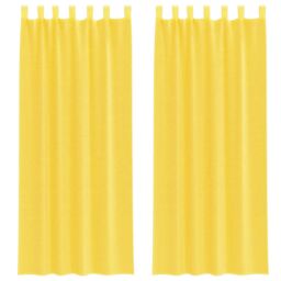 Berkfield Home Voile Curtains with Loops 2 pcs Yellow 140x260 cm - thumbnail 2