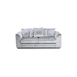 LUXURY LIFE Dylan Crushed Velvet Fabric 3 Seater Sofa in Silver - thumbnail 1