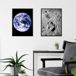 Artery8 Pack of 4 NASA Earth from Space Apollo 11 Moon Landing 50th Anniversary Astronaut Aldrin Armstrong Bootprint Unframed Wall Art Living Room - thumbnail 6