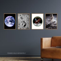 Artery8 Pack of 4 NASA Earth from Space Apollo 11 Moon Landing 50th Anniversary Astronaut Aldrin Armstrong Bootprint Unframed Wall Art Living Room - thumbnail 2