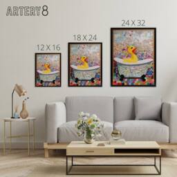 "Artery8 Rubber Duck Bath Time Bathroom Nursery Framed Canvas Wall Art Print - Size: W12"" x H16""" - thumbnail 4