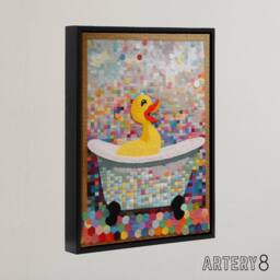 "Artery8 Rubber Duck Bath Time Bathroom Nursery Framed Canvas Wall Art Print - Size: W12"" x H16""" - thumbnail 2