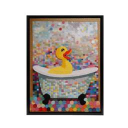 "Artery8 Rubber Duck Bath Time Bathroom Nursery Framed Canvas Wall Art Print - Size: W12"" x H16""" - thumbnail 1