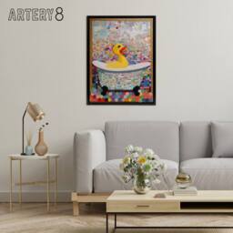 "Artery8 Rubber Duck Bath Time Bathroom Nursery Framed Canvas Wall Art Print - Size: W12"" x H16""" - thumbnail 3