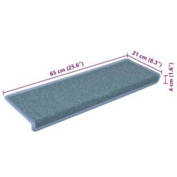 Berkfield Home Carpet Stair Treads 15 pcs 65x21x4 cm Blue - Size: Medium - thumbnail 9