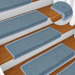 Berkfield Home Carpet Stair Treads 15 pcs 65x21x4 cm Blue - Size: Medium - thumbnail 2