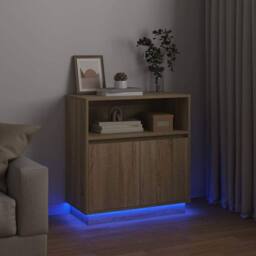 Berkfield Home Sideboard with LED Sonoma Oak 71x34, 5x75 cm Engineered Wood in Brown - thumbnail 6