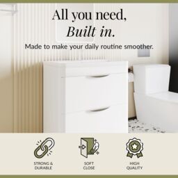 Balterley Bathroom Floor Standing 2 Drawer Vanity Unit Basin, Gloss White, 755mm in White - thumbnail 2