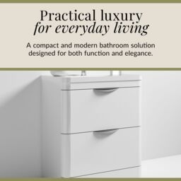Balterley Bathroom Floor Standing 2 Drawer Vanity Unit Basin, Gloss White, 755mm in White - thumbnail 4