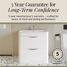 Balterley Bathroom Floor Standing 2 Drawer Vanity Unit Basin, Gloss White, 755mm in White - thumbnail 6